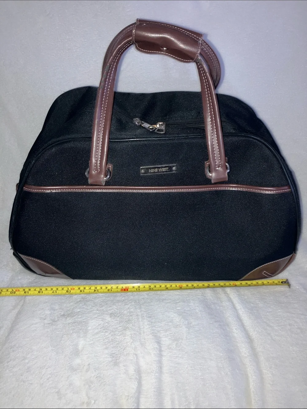 Nine West Black Roller Duffel Bag with Brown Trim